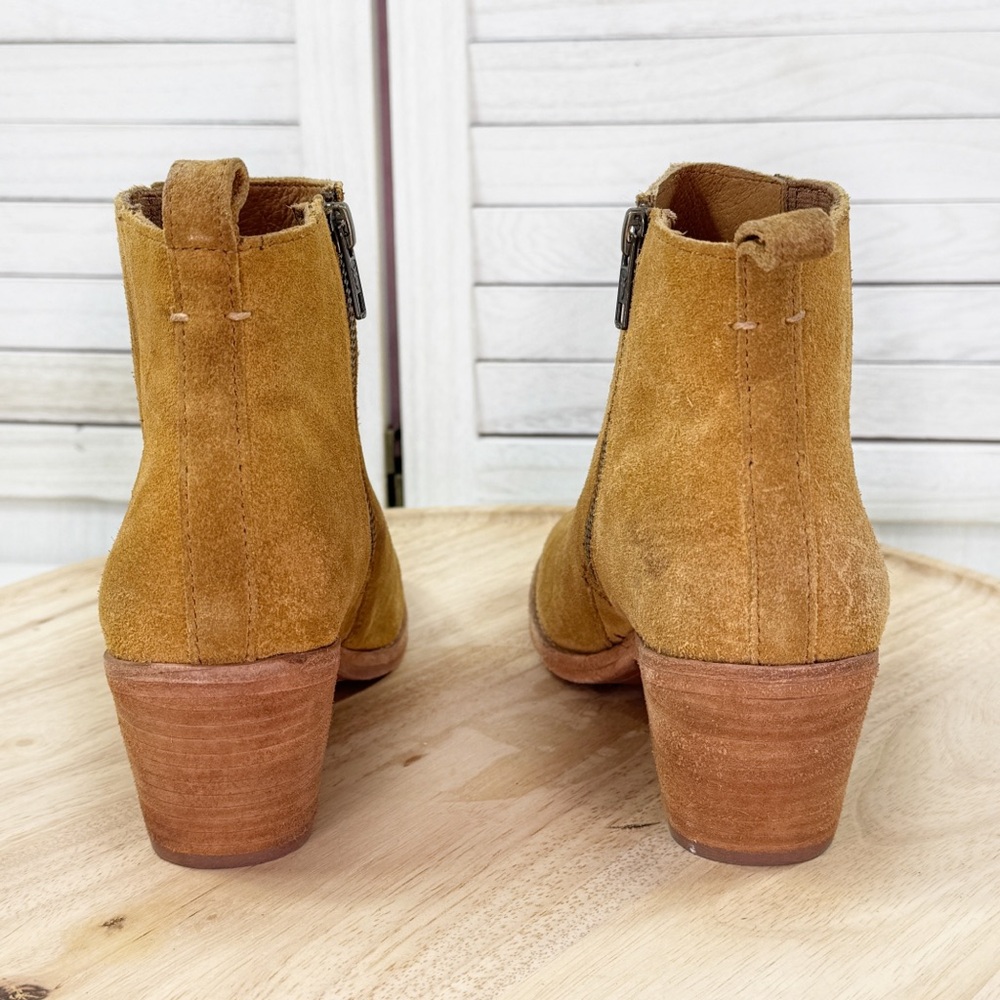 Frye Alton Suede Chelsea Ankle Boots Bootie Block Heel Tan Womens Size 7.5‎ - Picture 5 of 11